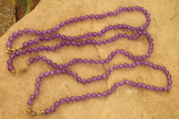 Polished Gem Amethyst Ball Shaped Beaded Necklace - Sold per Item- From Zambia