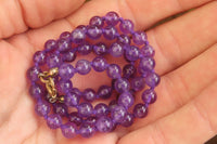 Polished Gem Amethyst Ball Shaped Beaded Necklace - Sold per Item- From Zambia