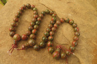 Polished Unakite Beaded Stretch Buddha Bracelet - Sold Per Item - From South Africa