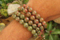 Polished Unakite Beaded Stretch Buddha Bracelet - Sold Per Item - From South Africa