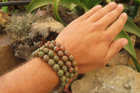 Polished Unakite Beaded Stretch Buddha Bracelet - Sold Per Item - From South Africa