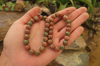 Polished Unakite Beaded Stretch Buddha Bracelet - Sold Per Item - From South Africa