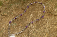 Polished Quartz & Gem Amethyst Ball Shaped Bead Necklace - Sold Per Item - From Zambia