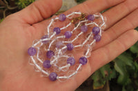 Polished Quartz & Gem Amethyst Ball Shaped Bead Necklace - Sold Per Item - From Zambia