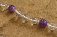 Polished Quartz & Gem Amethyst Ball Shaped Bead Necklace - Sold Per Item - From Zambia