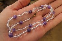 Polished Quartz & Gem Amethyst Ball Shaped Bead Necklace - Sold Per Item - From Zambia