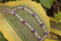 Polished Quartz & Gem Amethyst Ball Shaped Bead Necklace - Sold Per Item - From Zambia