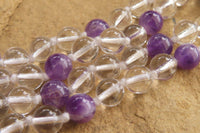 Polished Quartz & Gem Amethyst Ball Shaped Bead Necklace - Sold Per Item - From Zambia