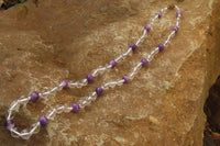 Polished Quartz & Gem Amethyst Ball Shaped Bead Necklace - Sold Per Item - From Zambia