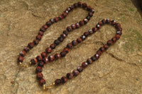 Polished Red Tigers Eye Faceted Beaded Necklace - Sold Per Item - From South Africa