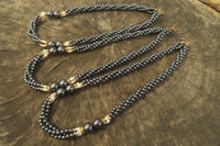 Polished Silver Hematite and Freshwater Pearl Triple Twisted Beaded Necklace - Sold Per Item - From China