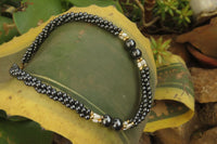 Polished Silver Hematite and Freshwater Pearl Triple Twisted Beaded Necklace - Sold Per Item - From China