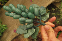 Polished Aventurine Hanging Bunch of Grapes with Green Fuchsite Leaves - sold per item - From Zimbabwe