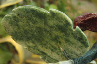 Polished Aventurine Hanging Bunch of Grapes with Green Fuchsite Leaves - sold per item - From Zimbabwe