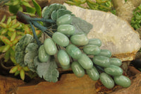 Polished Aventurine Hanging Bunch of Grapes with Green Fuchsite Leaves - sold per item - From Zimbabwe