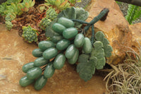 Polished Aventurine Hanging Bunch of Grapes with Green Fuchsite Leaves - sold per item - From Zimbabwe