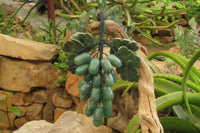 Polished Aventurine Hanging Bunch of Grapes with Green Fuchsite Leaves - sold per item - From Zimbabwe