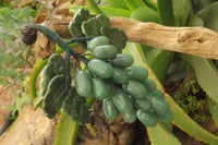 Polished Aventurine Hanging Bunch of Grapes with Green Fuchsite Leaves - sold per item - From Zimbabwe