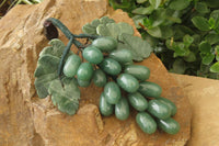 Polished Aventurine Hanging Bunch of Grapes with Green Fuchsite Leaves - sold per item - From Zimbabwe