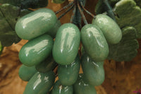 Polished Aventurine Hanging Bunch of Grapes with Green Fuchsite Leaves - sold per item - From Zimbabwe