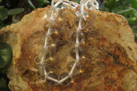 Polished Clear Quartz Rock Crystal Ball Shaped Bead Necklace - Sold Per Item - From Brazil