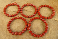 Polished Red Jasper Beaded Clip On Bracelet - Sold Per Item - From South Africa