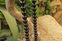 Polished Black Onyx Ball Shaped Beaded Necklace - Sold per Item - From Swaziland