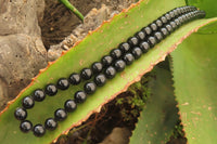 Polished Black Onyx Ball Shaped Beaded Necklace - Sold per Item - From Swaziland