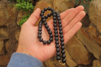 Polished Black Onyx Ball Shaped Beaded Necklace - Sold per Item - From Swaziland