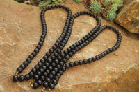 Polished Black Onyx Ball Shaped Beaded Necklace - Sold per Item - From Swaziland