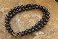 Polished Black Onyx Ball Shaped Beaded Necklace - Sold per Item - From Swaziland