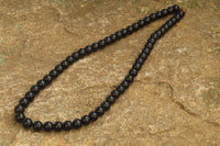 Polished Black Onyx Ball Shaped Beaded Necklace - Sold per Item - From Swaziland