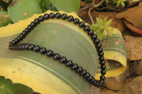 Polished Black Onyx Ball Shaped Beaded Necklace - Sold per Item - From Swaziland