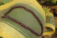 Polished Gem Red Pyrope Garnet Ball Shaped Beaded Necklace - Sold per Item - From Mozambique