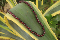 Polished Gem Red Pyrope Garnet Ball Shaped Beaded Necklace - Sold per Item - From Mozambique