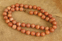 Polished Banded Red Jasper Ball Shaped Bead Necklace - Sold Per Item - From Namibia