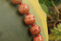 Polished Banded Red Jasper Ball Shaped Bead Necklace - Sold Per Item - From Namibia