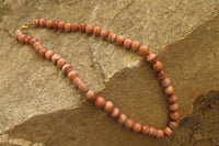 Polished Banded Red Jasper Ball Shaped Bead Necklace - Sold Per Item - From Namibia