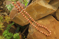 Polished Banded Red Jasper Ball Shaped Bead Necklace - Sold Per Item - From Namibia