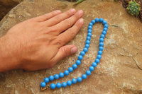 Polished Blue Turquenite Howlite Ball Shaped Bead Necklace - Sold Per Item - From Zimbabwe