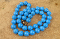 Polished Blue Turquenite Howlite Ball Shaped Bead Necklace - Sold Per Item - From Zimbabwe