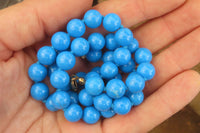 Polished Blue Turquenite Howlite Ball Shaped Bead Necklace - Sold Per Item - From Zimbabwe