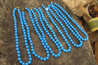 Polished Blue Turquenite Howlite Ball Shaped Bead Necklace - Sold Per Item - From Zimbabwe