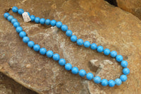 Polished Blue Turquenite Howlite Ball Shaped Bead Necklace - Sold Per Item - From Zimbabwe