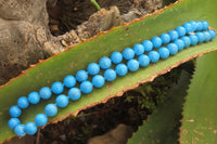 Polished Blue Turquenite Howlite Ball Shaped Bead Necklace - Sold Per Item - From Zimbabwe