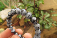 Polished Snowflake Obsidian Beaded Clip On Bracelet  - sold per Pair - From Mexico