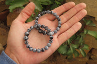 Polished Snowflake Obsidian Beaded Clip On Bracelet  - sold per Pair - From Mexico