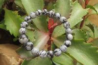 Polished Snowflake Obsidian Beaded Clip On Bracelet  - sold per Pair - From Mexico