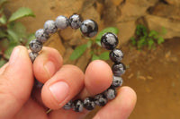 Polished Snowflake Obsidian Beaded Clip On Bracelet  - sold per Pair - From Mexico