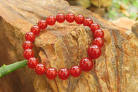 Polished Carnelian Agate Beaded Clip On Bracelet  - Sold per Pair - From South Africa